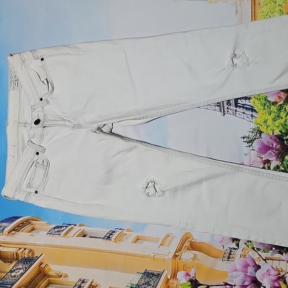 All Saints White Distressed Textured Low Waisted Skinny Jeans Size 28x34 - Picture 4 of 8